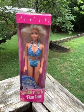 Vintage 1995 Sparkle Beach Barbie NIB Glittery Bikini Sparkly Bracelet For You